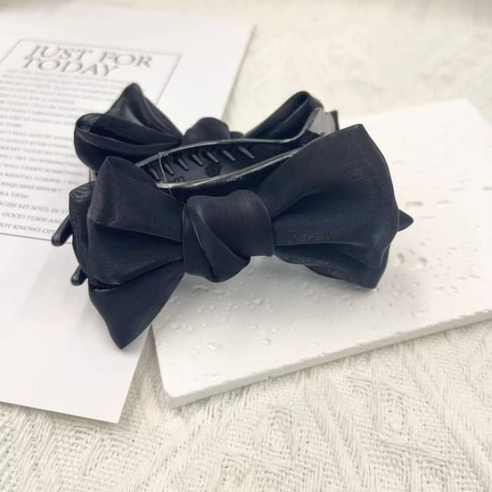 Bow Fabric Hair Clamp - Black / One Size