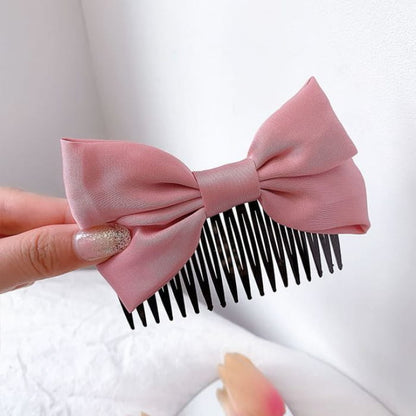 Bow Fabric Hair Comb - G0926 - Dark Pink / One Size