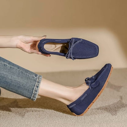 Bow Fabric Loafers - Blue / 34