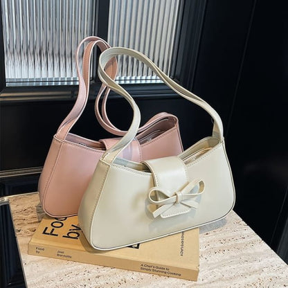 Bow Faux Leather Shoulder Bag