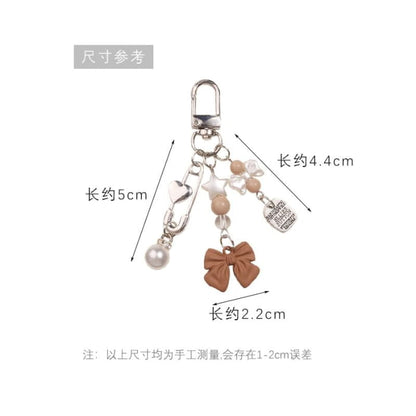 Bow Faux Pearl Acrylic Alloy Bag Charm Keyring (Various