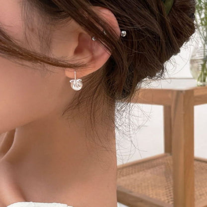 Bow Faux Pearl Alloy Drop Earring