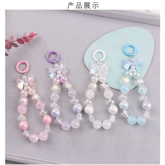 Bow Faux Pearl Bag Charm Keyring