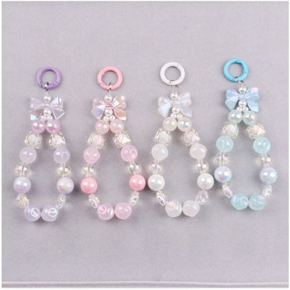 Bow Faux Pearl Bag Charm Keyring