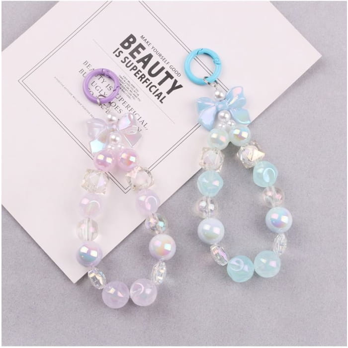 Bow Faux Pearl Bag Charm Keyring