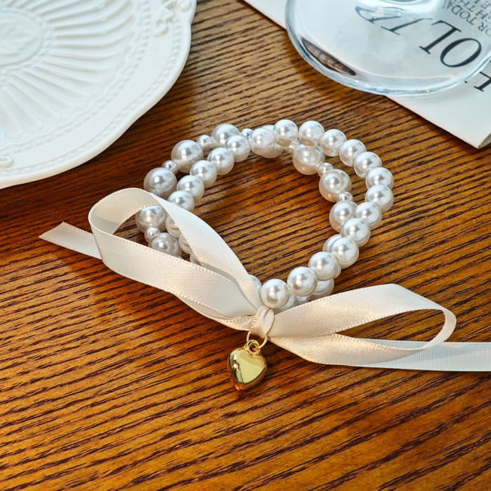 Bow Faux Pearl Bracelet - jewelry