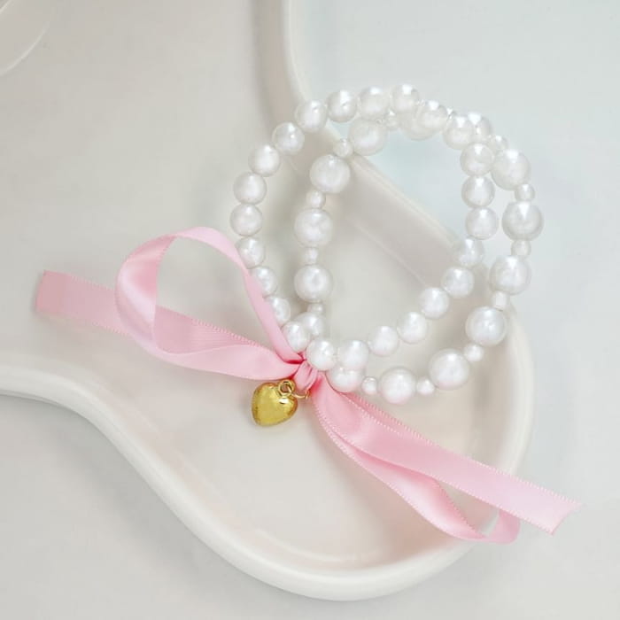 Bow Faux Pearl Bracelet - jewelry