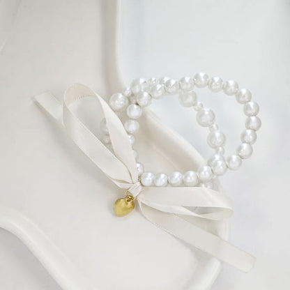 Bow Faux Pearl Bracelet - jewelry