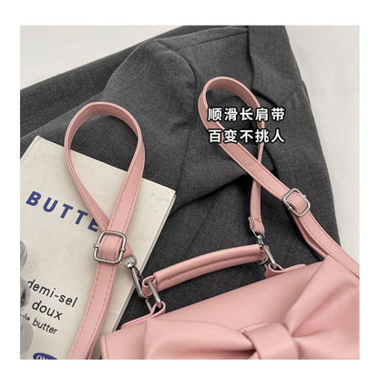 Bow Flap Faux Leather Backpack