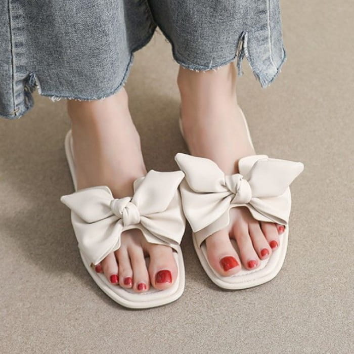 Bow Flat Slide Sandals