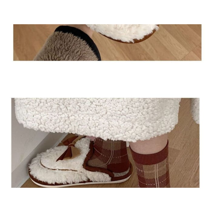 Bow Fleece Home Slippers