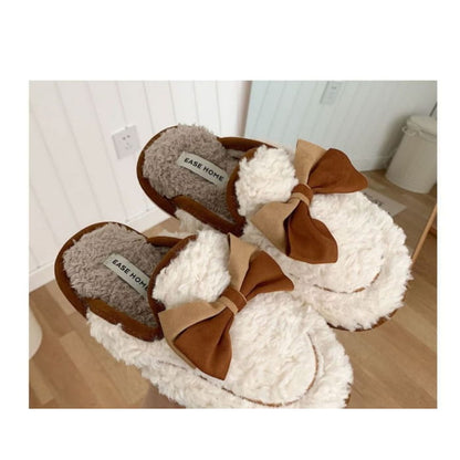 Bow Fleece Home Slippers