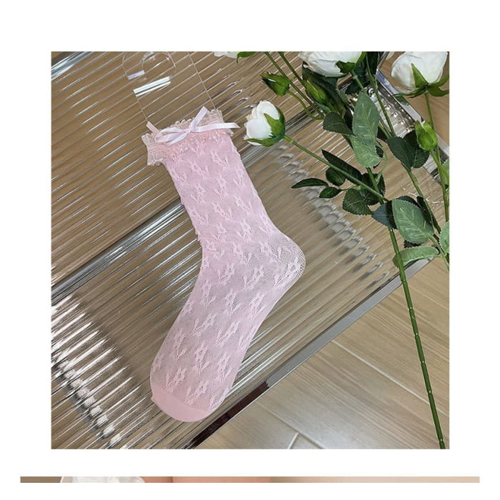 Bow Floral Lace Socks