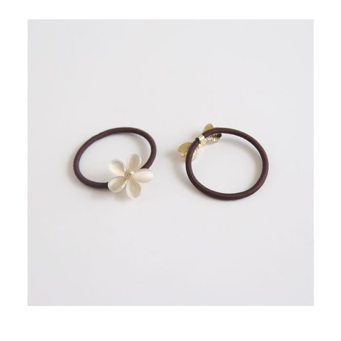 Bow / Flower Faux Cat Eye Stone Hair Tie