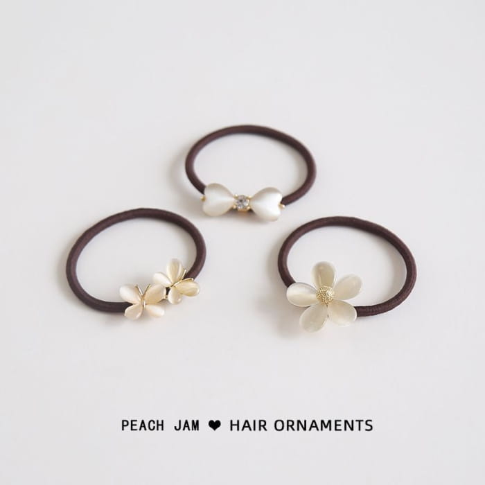 Bow / Flower Faux Cat Eye Stone Hair Tie