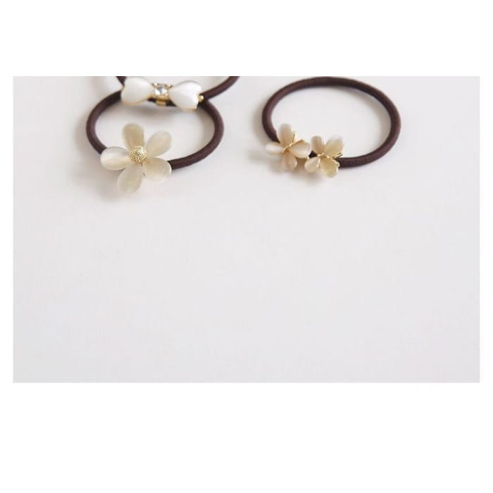 Bow / Flower Faux Cat Eye Stone Hair Tie