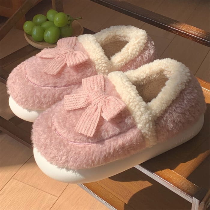 Bow Fluffy Slippers