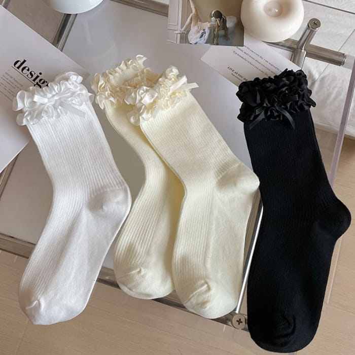 Bow Frill Trim Socks