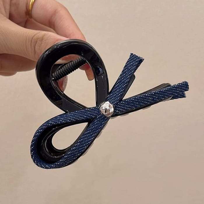 Bow Hair Claw Clip - Knot - Dark Blue / One Size