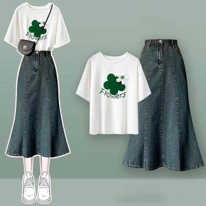 Bow Knot Butterfly Tulle Crop Top T-Shirt Fishtail Denim