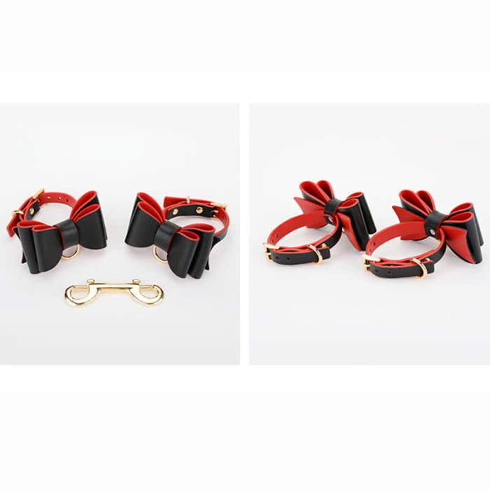 Bow knot Leather Maid Accessories 8 Pieces Set