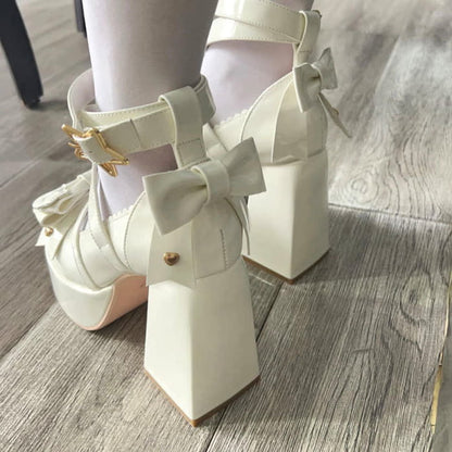 Bow Knot Star Buckle Lolita High-heeled Shoes