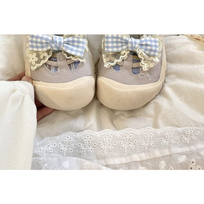 Bow Lace Trim Mary Jane Shoes