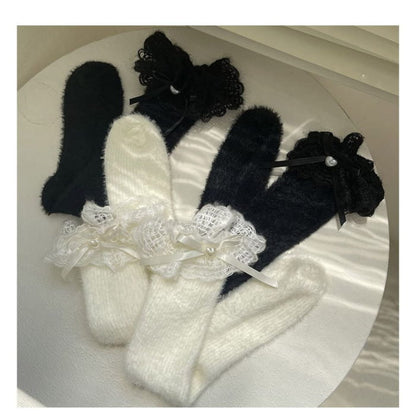 Bow Lace Trim Socks