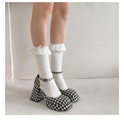 Bow Lace Trim Socks