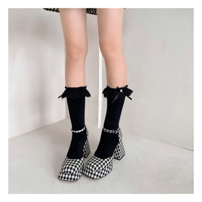 Bow Lace Trim Socks