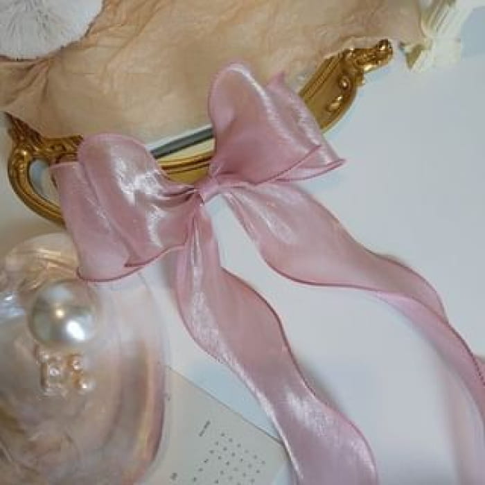 Bow Mesh Hair Clip - D1 - Pink / One Size