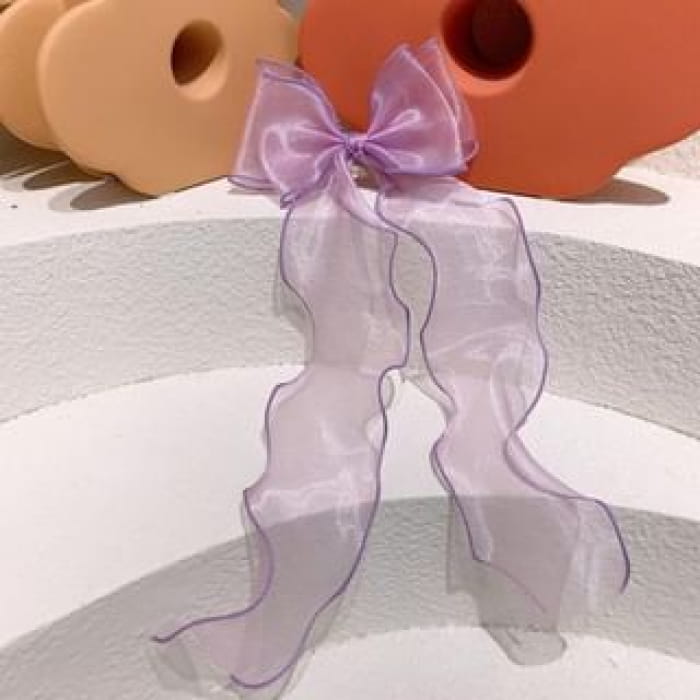 Bow Mesh Hair Clip - D2 - Purple / One Size