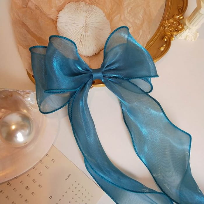 Bow Mesh Hair Clip - D7 - Ice Blue / One Size