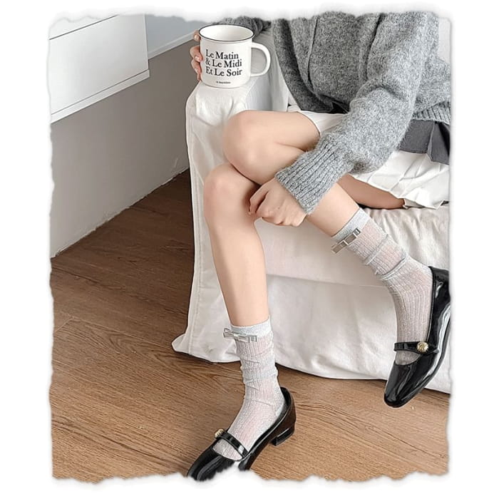 Bow Mid Calf Socks / Set