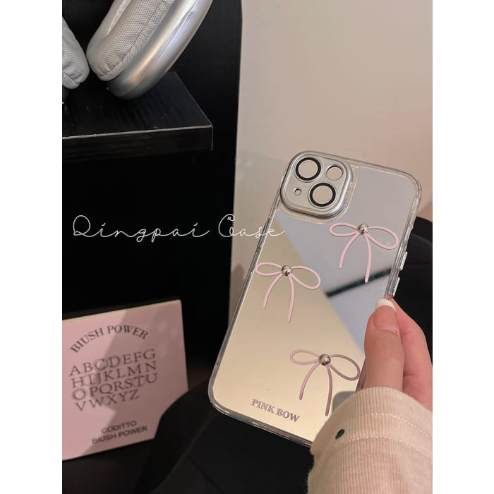 Bow Mirrored Phone Case - iPhone 15 Pro Max / Plus / 14