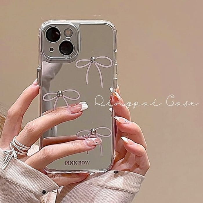 Bow Mirrored Phone Case - iPhone 15 Pro Max / Plus / 14