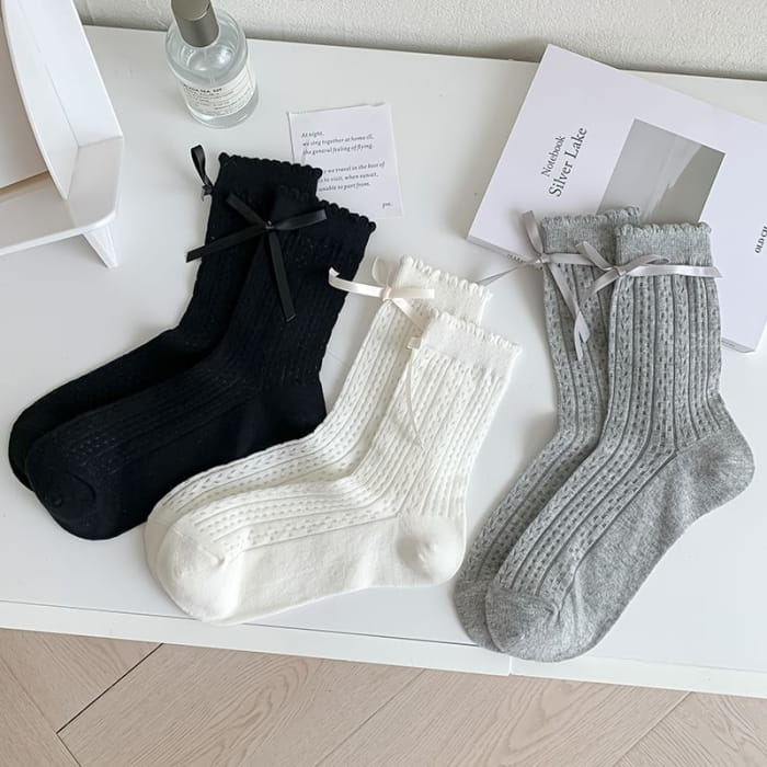 Bow Pointelle Socks