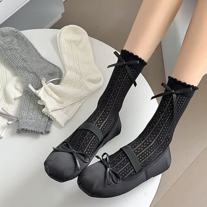 Bow Pointelle Socks