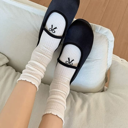 Bow Print Ribbed Socks Set