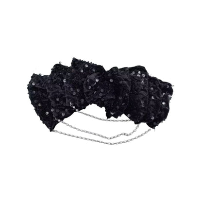 Bow Sequin Chained Hair Claw