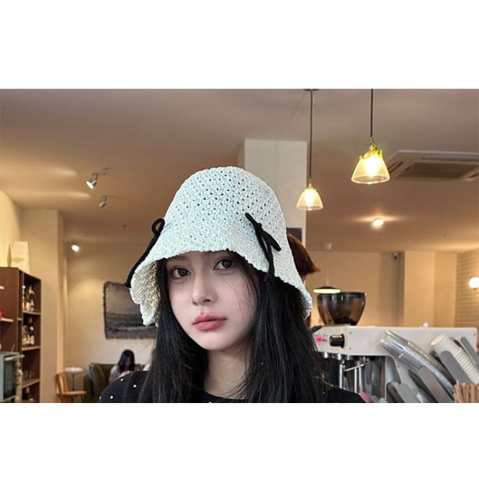 Bow Woven Bucket Hat