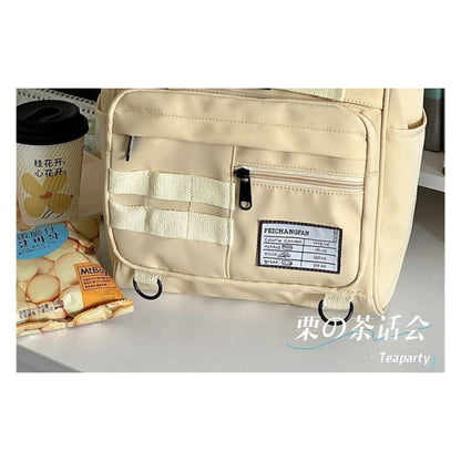 Bread Embroidered Top Handle Backpack / Charm / Set