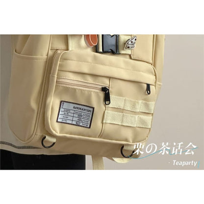 Bread Embroidered Top Handle Backpack / Charm / Set