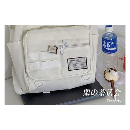 Bread Embroidered Top Handle Backpack / Charm / Set