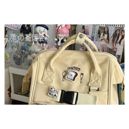 Bread Embroidered Top Handle Backpack / Charm / Set