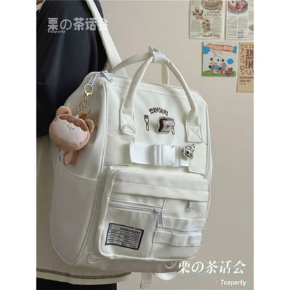 Bread Embroidered Top Handle Backpack / Charm / Set