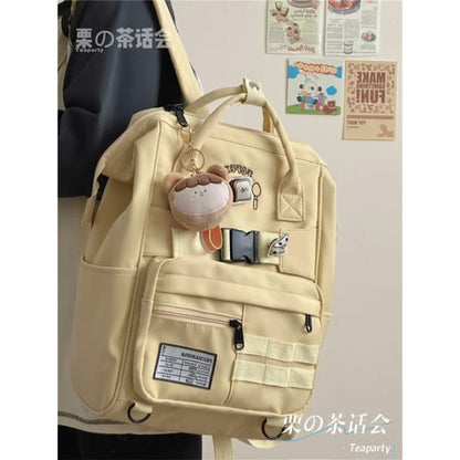 Bread Embroidered Top Handle Backpack / Charm / Set