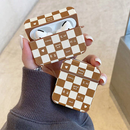 Brown Chessboard Airpods Case - AirPods