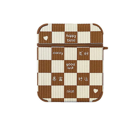 Brown Chessboard Airpods Case - AirPods