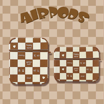 Brown Chessboard Airpods Case - AirPods